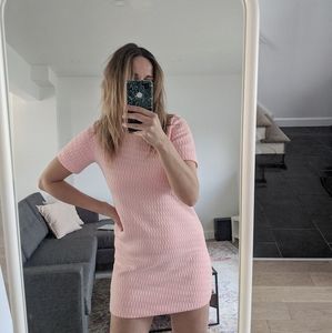 Pink Neon Stitching Mini 60s Dress